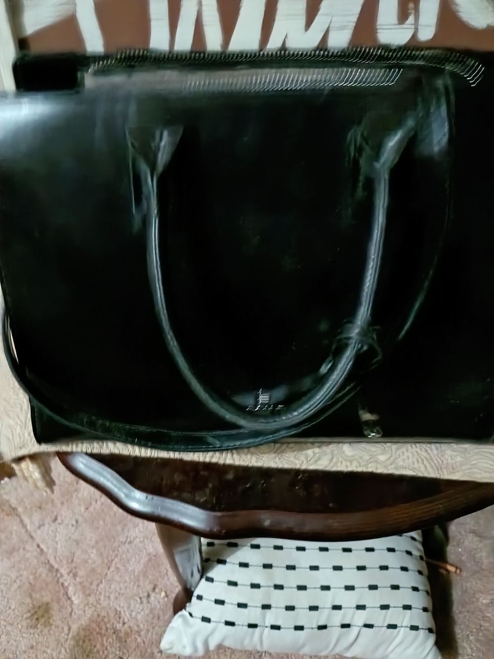 London Fog Black Leather Laptop Tote